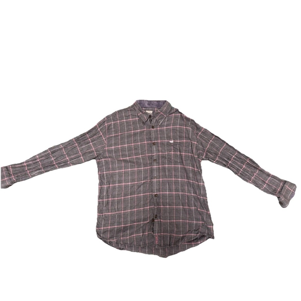Southern Marsh Men's Grey Plaid Button-Down Shirt with Pink Windowpane